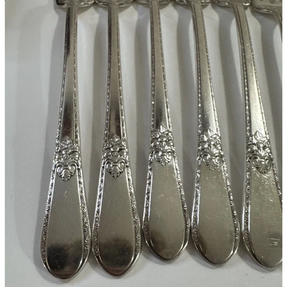 7 Vintage Grille Forks - Adoration- 1847 Rogers Bros Silverplate